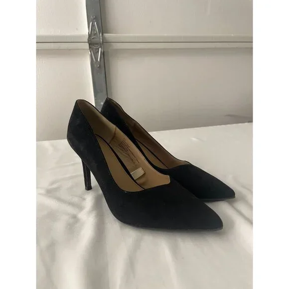 A New Day Faux Suede Pointed Heels Pumps Black Women's US Size 6.5 - Picture 2 of 6